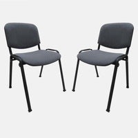 Sedia 0, Sedia in tessuto imbottito , Ideale per ufficio, salotto o sala conferenze, Cm 54x55h81, Grigio scuro, Set da 2