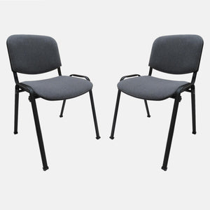 Sedia 0, Sedia in tessuto imbottito , Ideale per ufficio, salotto o sala conferenze, Cm 54x55h81, Grigio scuro, Set da 2