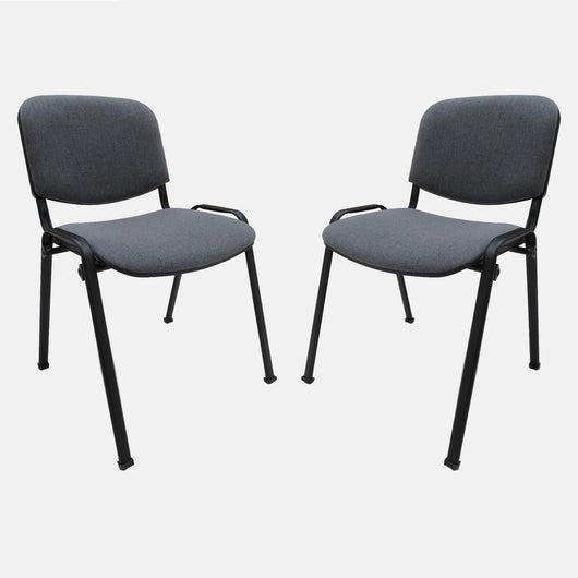 Sedia 0, Sedia in tessuto imbottito , Ideale per ufficio, salotto o sala conferenze, Cm 54x55h81, Grigio scuro, Set da 2