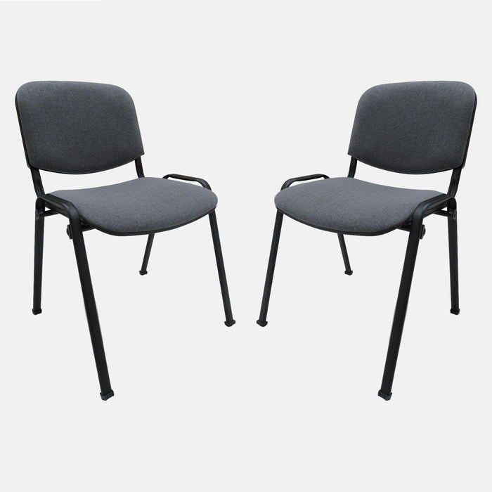 Sedia 0, Sedia in tessuto imbottito , Ideale per ufficio, salotto o sala conferenze, Cm 54x55h81, Grigio scuro, Set da 2