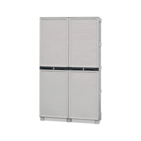 Armadio multiuso da esterno o Allain, Mobile a 2 ante e 3 ripiani in polipropilene, 100% Made in Italy, cm 100x39h172, colore Grigio chiaro