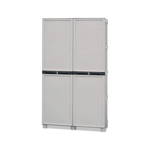 Armadio multiuso da esterno o Allain, Mobile a 2 ante e 3 ripiani in polipropilene, 100% Made in Italy, cm 100x39h172, colore Grigio chiaro