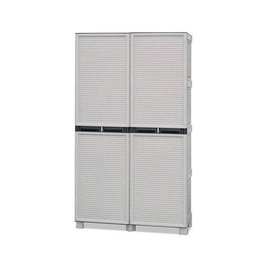 Armadio multiuso da esterno o Allain, Mobile a 2 ante e 3 ripiani in polipropilene, 100% Made in Italy, cm 100x39h172, colore Grigio chiaro