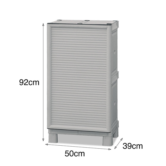 Mobiletto multiuso da esterno o Arlinda, Armadio basso a 1 anta e 1 ripiano in polipropilene, 100% Made in Italy, cm 50x39h92, colore Grigio chiaro