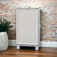 Mobiletto multiuso da esterno o Arlinda, Armadio basso a 1 anta e 1 ripiano in polipropilene, 100% Made in Italy, cm 50x39h92, colore Grigio chiaro