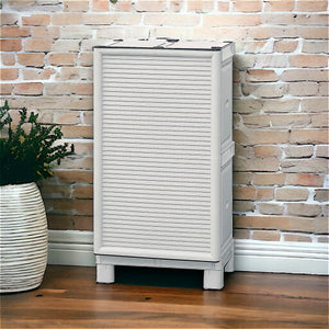 Mobiletto multiuso da esterno o Arlinda, Armadio basso a 1 anta e 1 ripiano in polipropilene, 100% Made in Italy, cm 50x39h92, colore Grigio chiaro