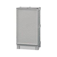 Mobiletto multiuso da esterno o Arlinda, Armadio basso a 1 anta e 1 ripiano in polipropilene, 100% Made in Italy, cm 50x39h92, colore Grigio chiaro