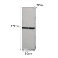 Armadio multiuso da esterno o Allain, Mobile a 1 anta e 3 ripiani in polipropilene, 100% Made in Italy, cm 50x39h172, colore Grigio chiaro