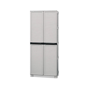 Armadio portascope da esterno o Achae, Mobile a 2 ante 3 ripiani in polipropilene, 100% Made in Italy, cm 70x39h172, colore Grigio chiaro