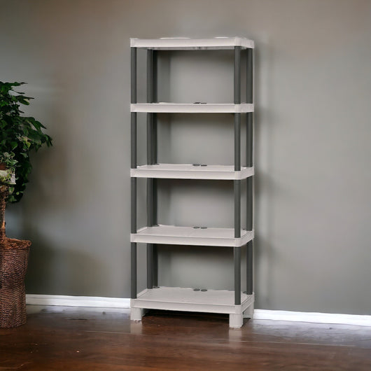 Scaffale aperto a 4 ripiani in Giri, Scaffalatura multiuso per interno o esterno, 100% Made in Italy, cm 70x35h172, colore Grigio chiaro