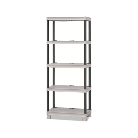 Scaffale aperto a 4 ripiani in Giri, Scaffalatura multiuso per interno o esterno, 100% Made in Italy, cm 70x35h172, colore Grigio chiaro