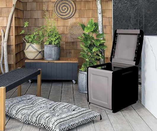 Baule contenitore multiuso Azziuro, Box portatutto, 100% Made in Italy, cm 54x53h57, colore Grigio