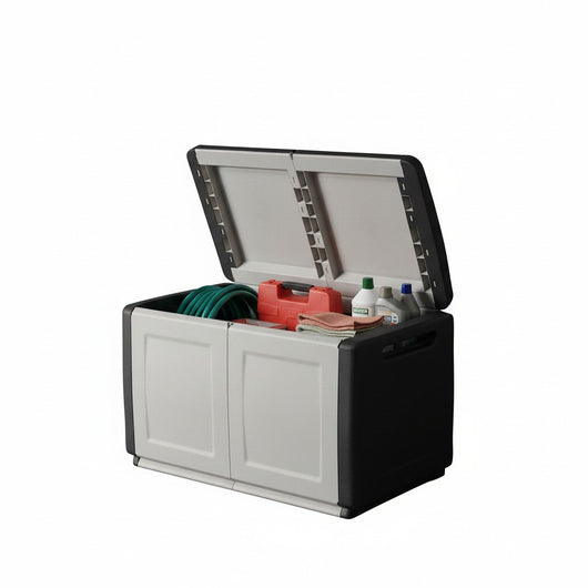 Baule contenitore multiuso Andra, Box portatutto, 100% Made in Italy, cm 96x53h57, colore Grigio