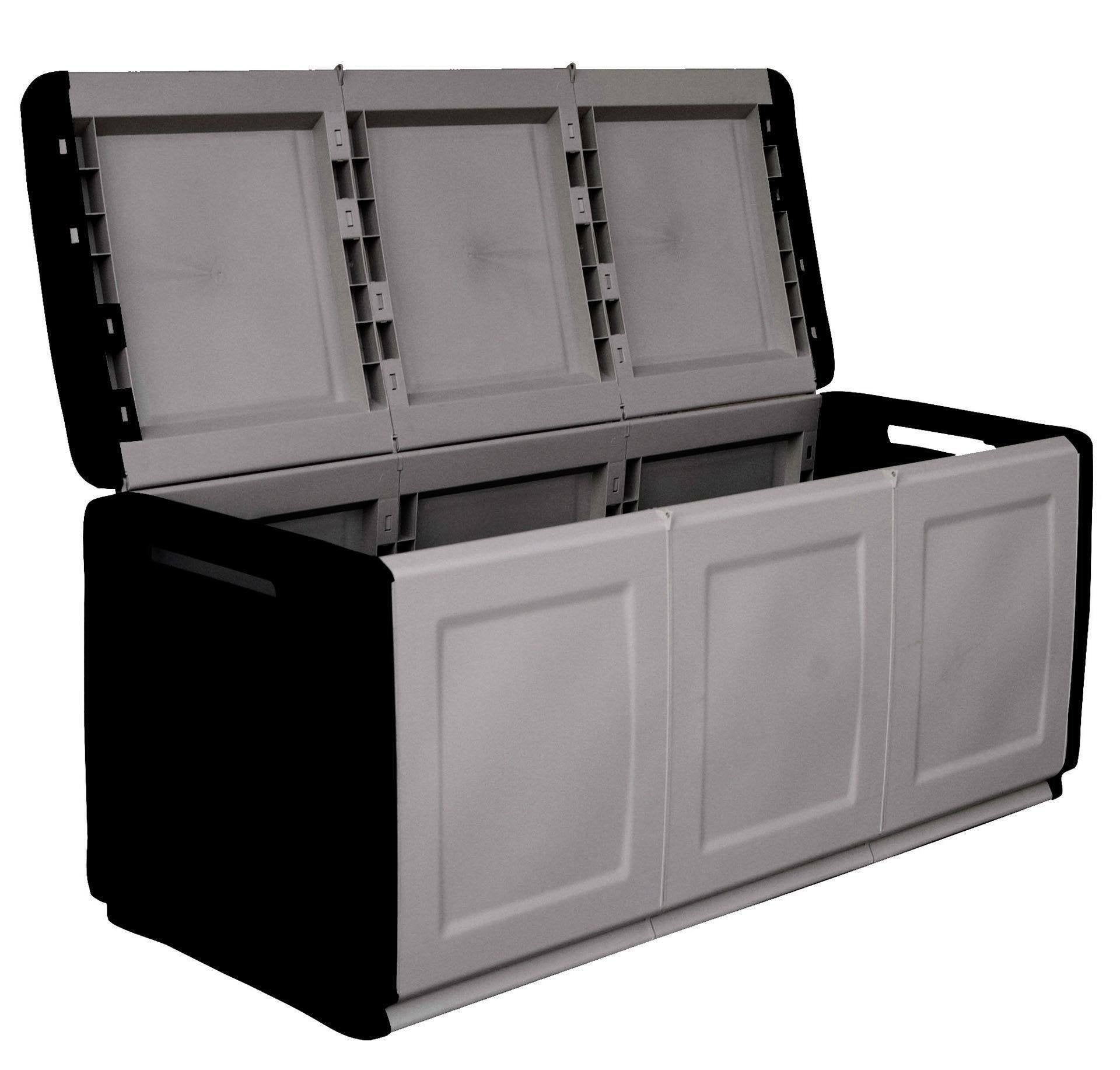 Baule contenitore multiuso Achse, Box portatutto, 100% Made in Italy, cm 138x53h57, colore Grigio