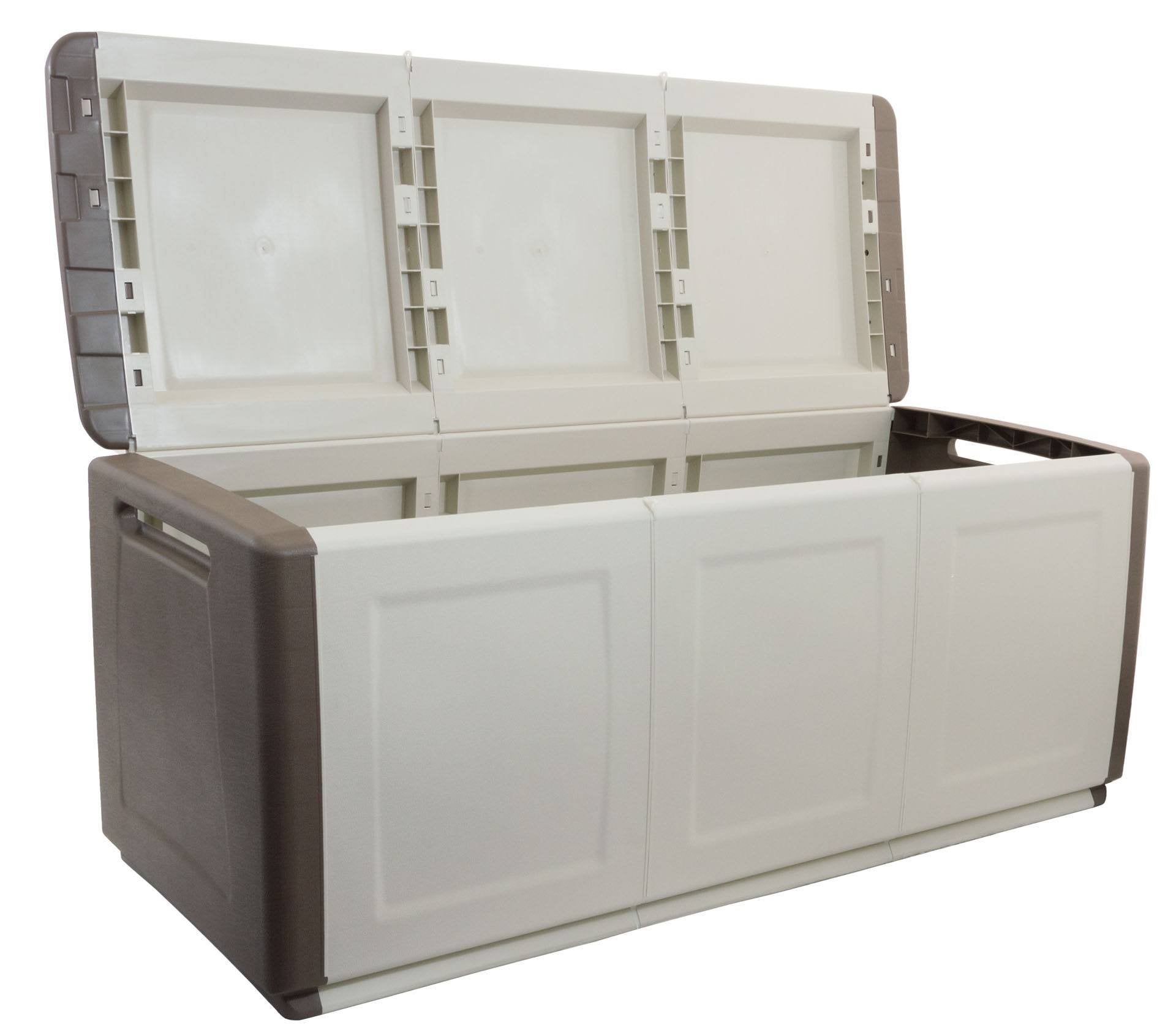 Baule contenitore multiuso Achse, Box portatutto, 100% Made in Italy, cm 138x53h57, colore Grigio chiaro