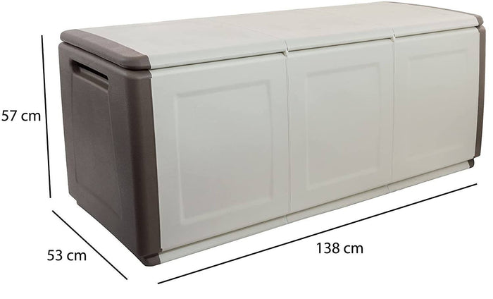 Baule contenitore multiuso Achse, Box portatutto, 100% Made in Italy, cm 138x53h57, colore Grigio chiaro