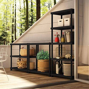 Scaffale a 4 ripiani in Goshenita, Scaffalatura multiuso per interno o esterno, 100% Made in Italy, cm 92x45h165, colore Antracite