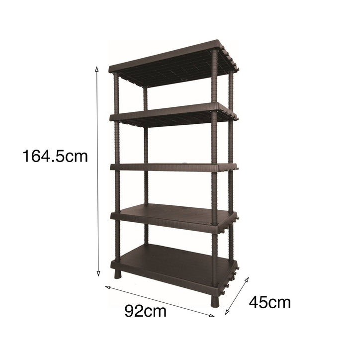 Scaffale a 4 ripiani in Goshenita, Scaffalatura multiuso per interno o esterno, 100% Made in Italy, cm 92x45h165, colore Antracite