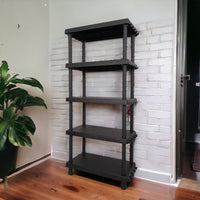 Scaffale a 4 ripiani in Goshenita, Scaffalatura multiuso per interno o esterno, 100% Made in Italy, cm 92x45h165, colore Antracite