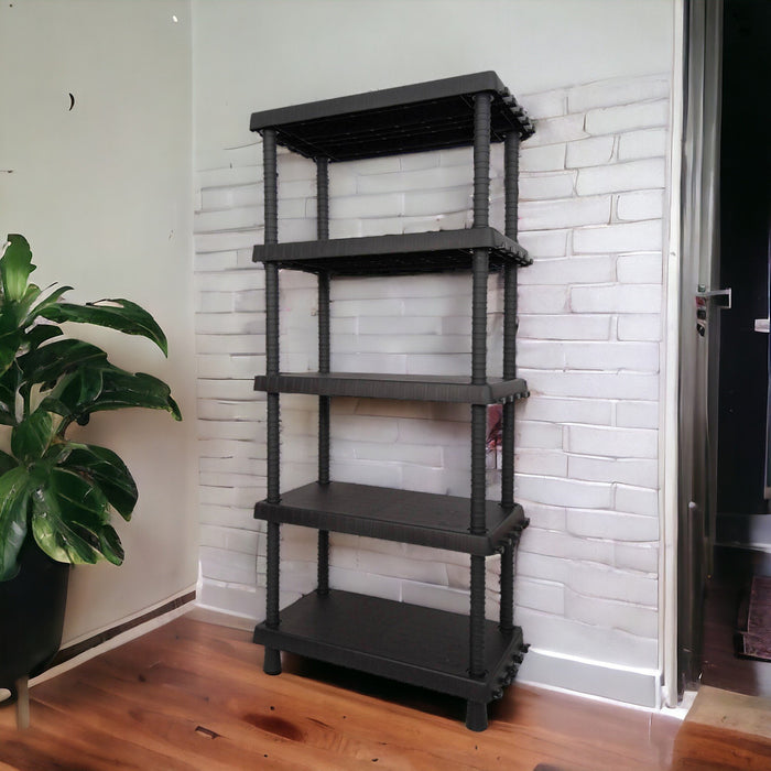 Scaffale a 4 ripiani in Goshenita, Scaffalatura multiuso per interno o esterno, 100% Made in Italy, cm 92x45h165, colore Antracite