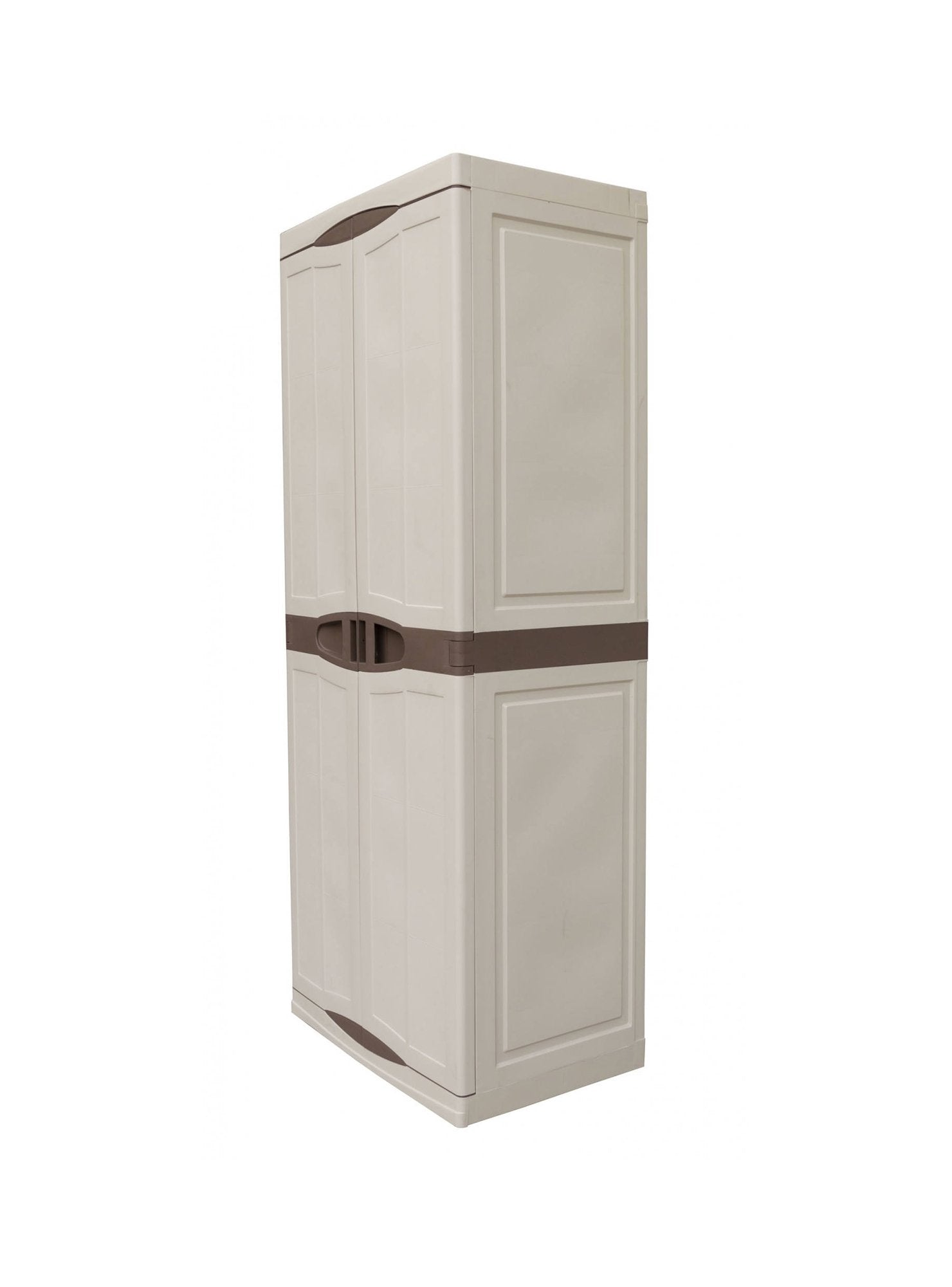 Armadio multiuso da esterno o Adenina, Mobile a 2 ante e 4 ripiani in polipropilene, 100% Made in Italy, cm 70x47h178, colore Beige