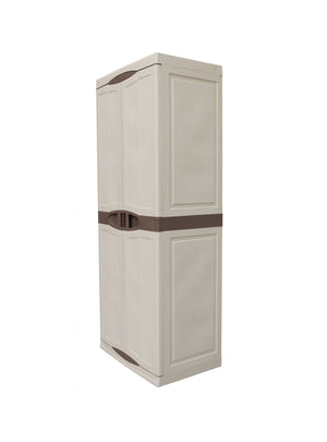 Armadio multiuso da esterno o Adenina, Mobile a 2 ante e 4 ripiani in polipropilene, 100% Made in Italy, cm 70x47h178, colore Beige