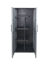 Armadio portascope da esterno o Arabel, Mobile a 2 ante e 3 ripiani regolabili in polipropilene, 100% Made in Italy, cm 68x37h163, colore Grigio