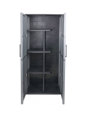 Armadio portascope da esterno o Arabel, Mobile a 2 ante e 3 ripiani regolabili in polipropilene, 100% Made in Italy, cm 68x37h163, colore Grigio