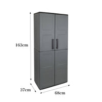 Armadio portascope da esterno o Arabel, Mobile a 2 ante e 3 ripiani regolabili in polipropilene, 100% Made in Italy, cm 68x37h163, colore Grigio
