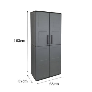 Armadio portascope da esterno o Arabel, Mobile a 2 ante e 3 ripiani regolabili in polipropilene, 100% Made in Italy, cm 68x37h163, colore Grigio
