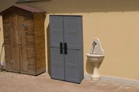 Armadio portascope da esterno o Arabel, Mobile a 2 ante e 3 ripiani regolabili in polipropilene, 100% Made in Italy, cm 68x37h163, colore Grigio