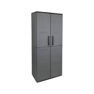 Armadio portascope da esterno o Arabel, Mobile a 2 ante e 3 ripiani regolabili in polipropilene, 100% Made in Italy, cm 68x37h163, colore Grigio