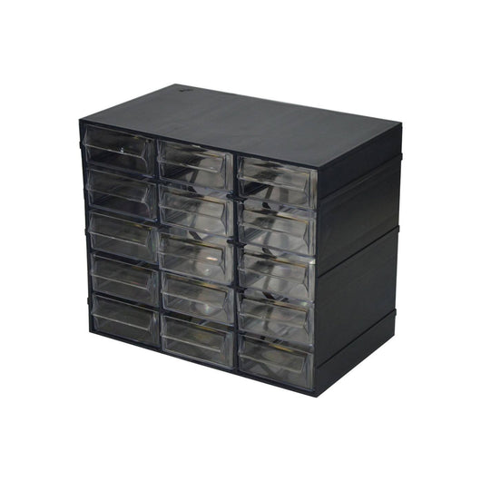 Cassettiera portaminuteria a 15 Adorata, Organiser portaoggetti con Adorata trasparenti, 100% Made in Italy, cm 23x14h19, colore Nero