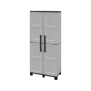 Armadio portascope da esterno o Askan, Mobile a 2 ante e 3 ripiani in polipropilene, 100% Made in Italy, cm 68x37h169, colore Grigio chiaro