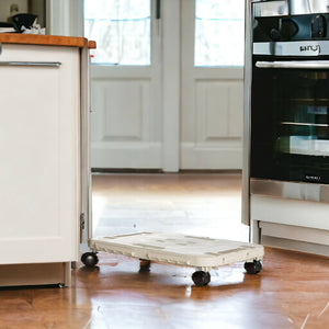 Pedana con ruote in Tbilisi, 100% Made in Italy, cm 48x29h8, colore Beige