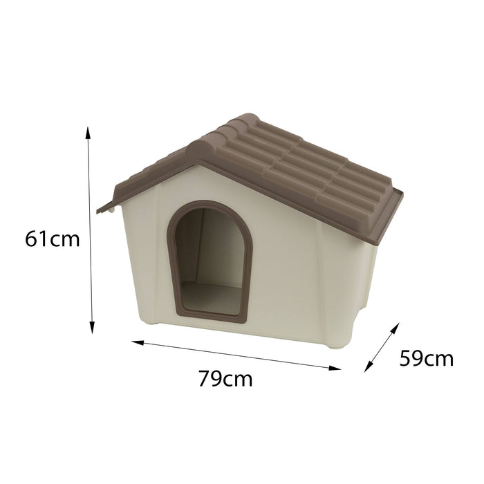 Cuccia in polipropilene da esterno o Avalon, Casetta per cani o gatti, 100% Made in Italy, cm 79x59h61, colore Beige