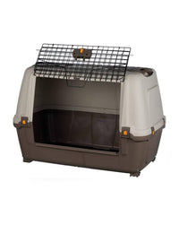 Trasportino rigido per cani o gatti in Fausta, Gabbietta portatile con tappetino, 100% Made in Italy, cm 99x60h68, colore Grigio