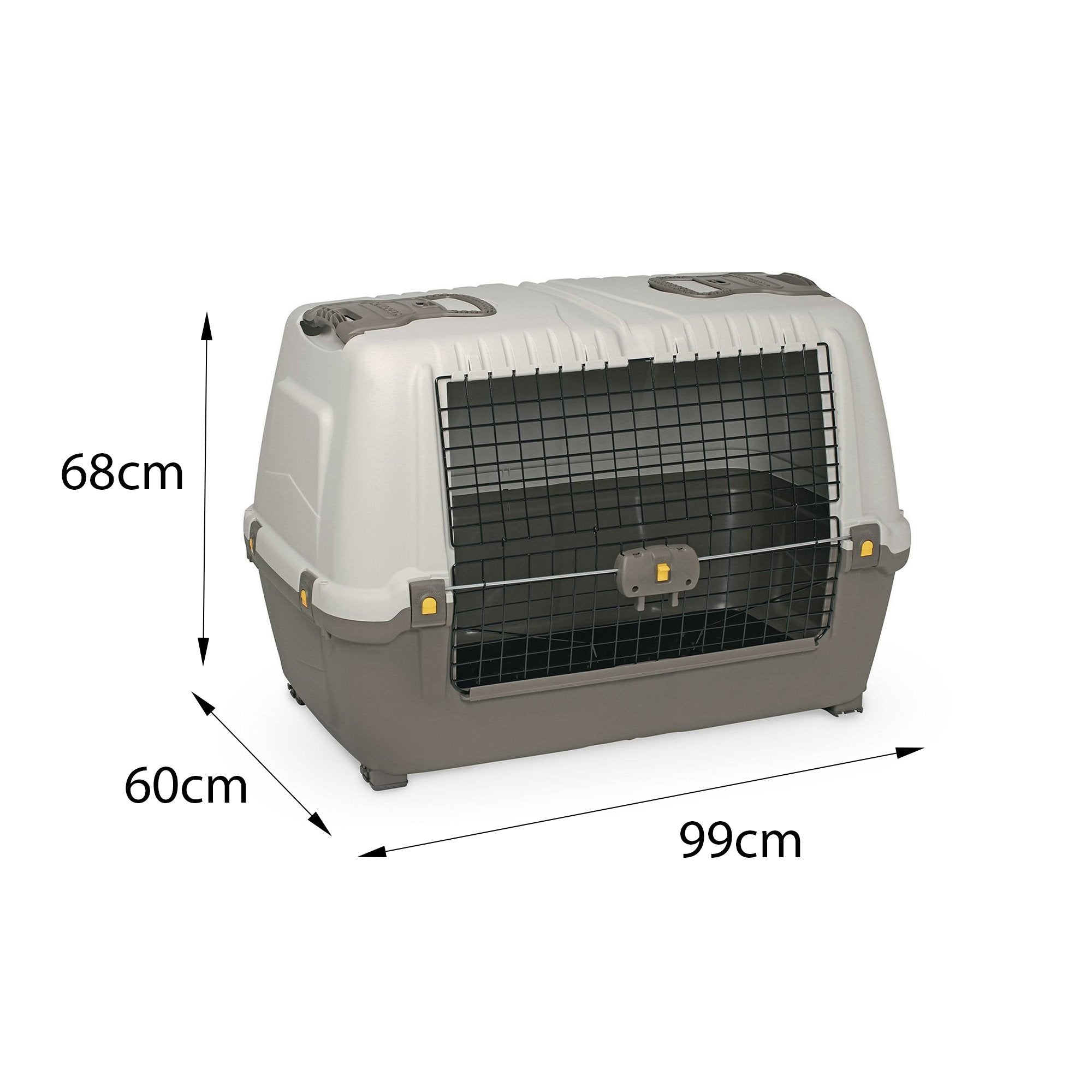 Trasportino rigido per cani o gatti in Fausta, Gabbietta portatile con tappetino, 100% Made in Italy, cm 99x60h68, colore Grigio