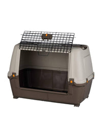 Trasportino rigido per cani o gatti in Fausta, Gabbietta portatile con tappetino, 100% Made in Italy, cm 88x52h62, colore Grigio