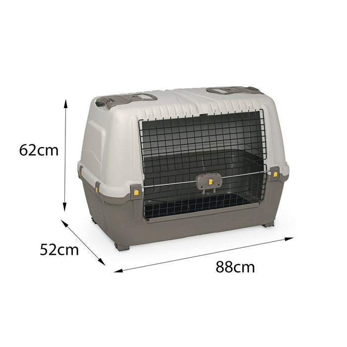 Trasportino rigido per cani o gatti in Fausta, Gabbietta portatile con tappetino, 100% Made in Italy, cm 88x52h62, colore Grigio