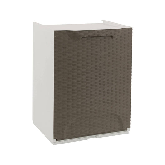 Cassetto portatutto in polipropilene effetto Nakri, Box contenitore componibile multiuso, 100% Made in Italy, cm 34x29h47, colore Tortora