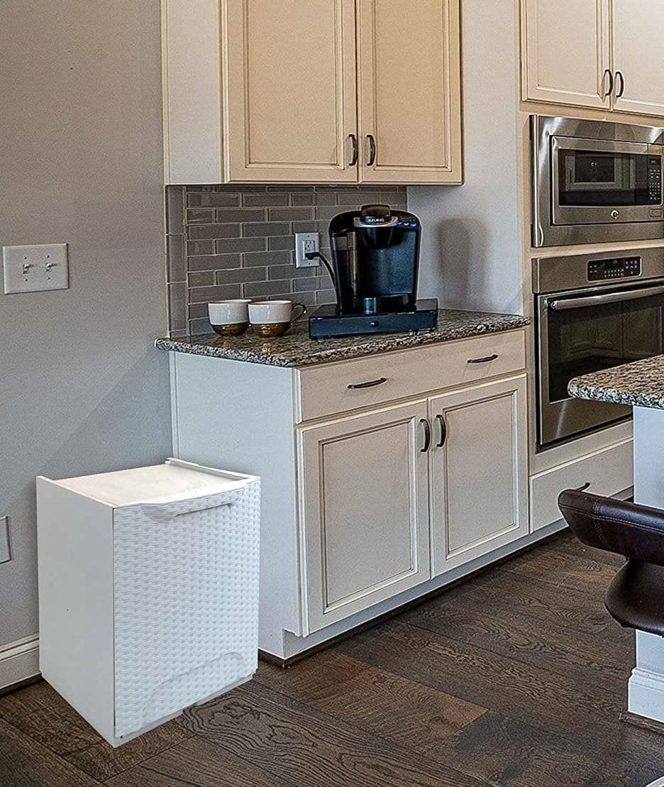 Cassetto portatutto in polipropilene effetto Nakri, Box contenitore componibile multiuso, 100% Made in Italy, cm 34x29h47, colore Grigio chiaro