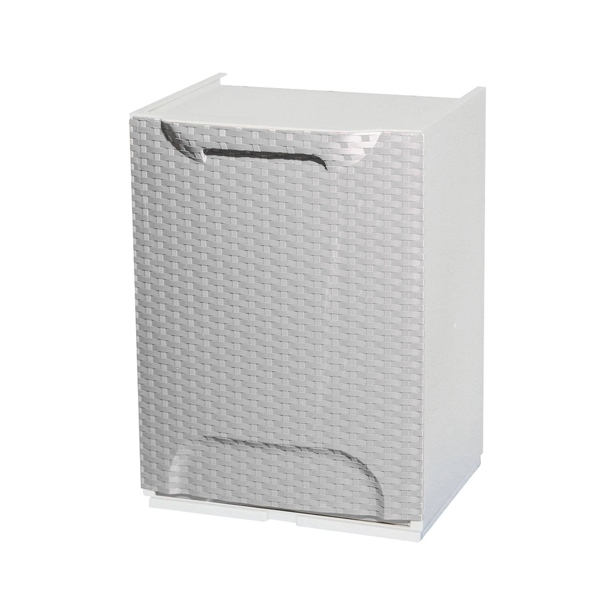 Cassetto portatutto in polipropilene effetto Nakri, Box contenitore componibile multiuso, 100% Made in Italy, cm 34x29h47, colore Grigio chiaro