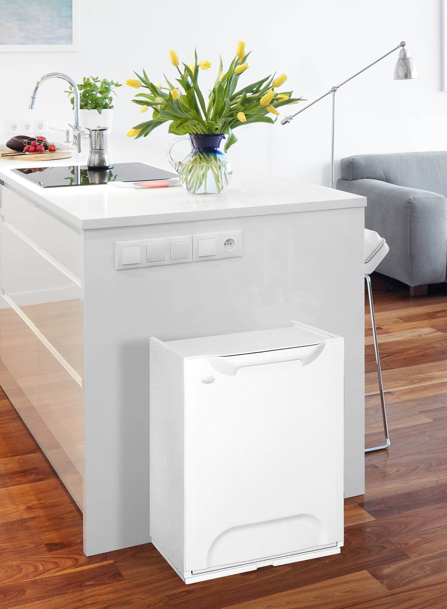 Cassetto portatutto in Dorothy, Cassettone componibile multiuso, Box contenitore, 100% Made in Italy, cm 34x29h47, colore Grigio chiaro