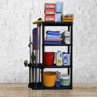 Scaffale ad angolo reversibile con portascope in Blanca, Scaffalatura per interno o esterno, 100% Made in Italy, cm 90x30h133, colore Antracite