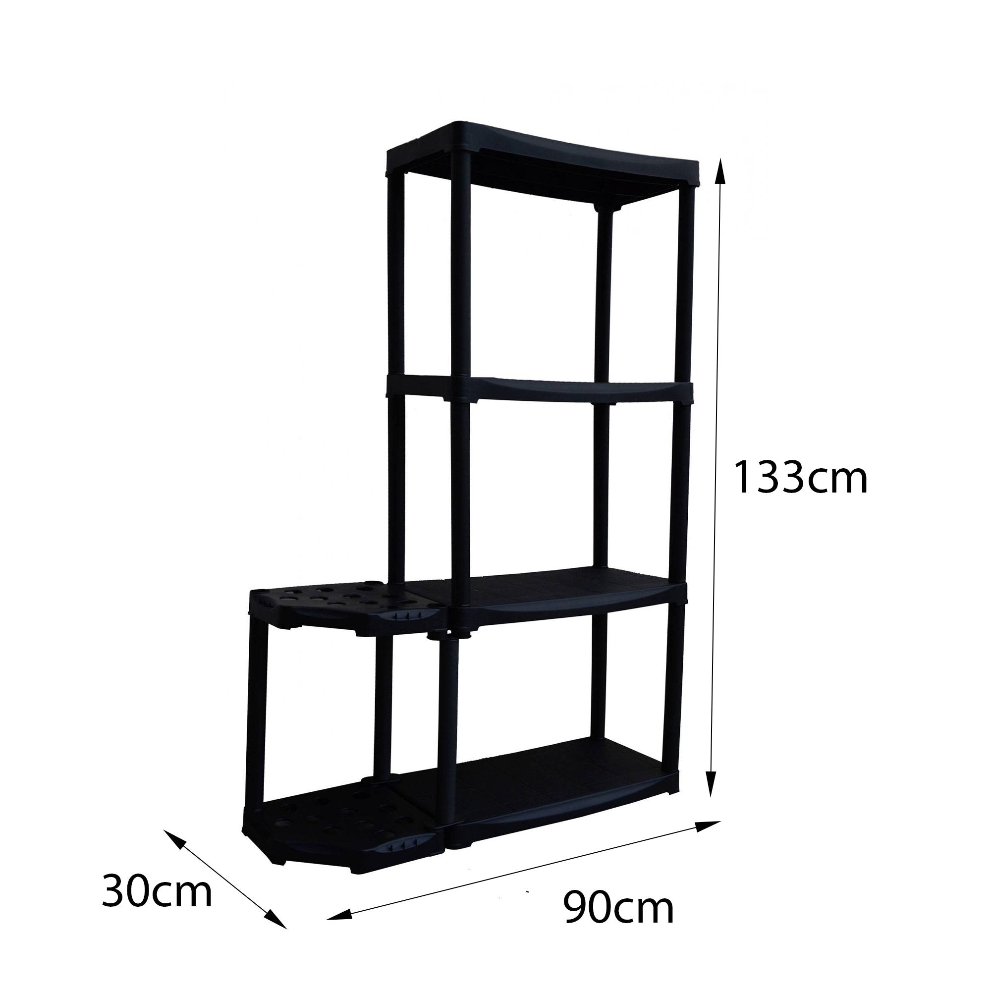 Scaffale ad angolo reversibile con portascope in Blanca, Scaffalatura per interno o esterno, 100% Made in Italy, cm 90x30h133, colore Antracite