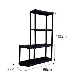 Scaffale ad angolo reversibile con portascope in Blanca, Scaffalatura per interno o esterno, 100% Made in Italy, cm 90x30h133, colore Antracite