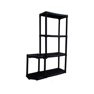 Scaffale ad angolo reversibile con portascope in Blanca, Scaffalatura per interno o esterno, 100% Made in Italy, cm 90x30h133, colore Antracite