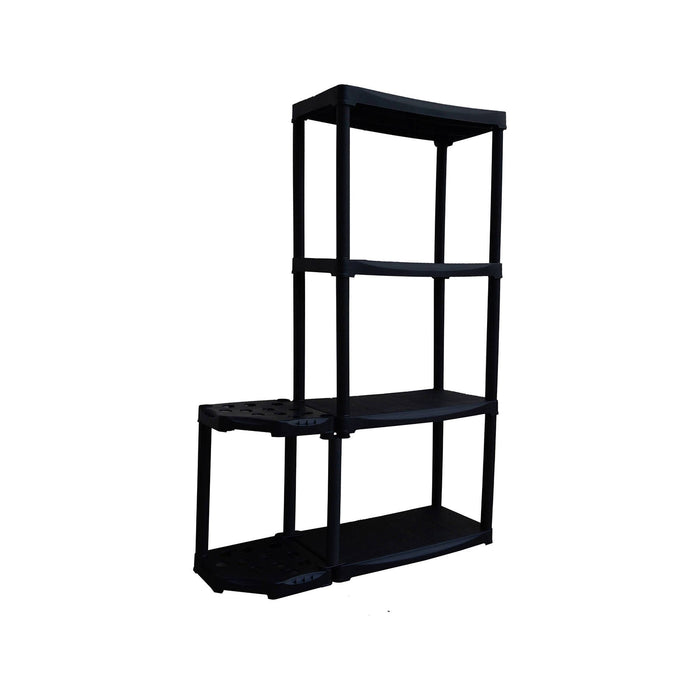 Scaffale ad angolo reversibile con portascope in Blanca, Scaffalatura per interno o esterno, 100% Made in Italy, cm 90x30h133, colore Antracite