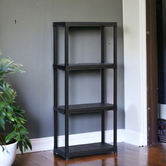 Scaffale a 2 ripiani in Akay, Scaffalatura multiuso per interno o esterno, 100% Made in Italy, cm 60x30h133, colore Antracite